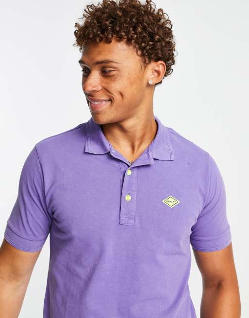 Replay logo ASOS shirt in polo purple 