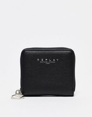 Replay logo purse in black