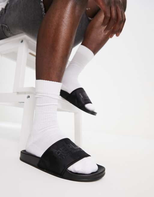 Replay logo sliders in black | ASOS
