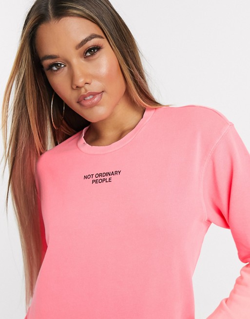 Replay logo sweater in neon pink