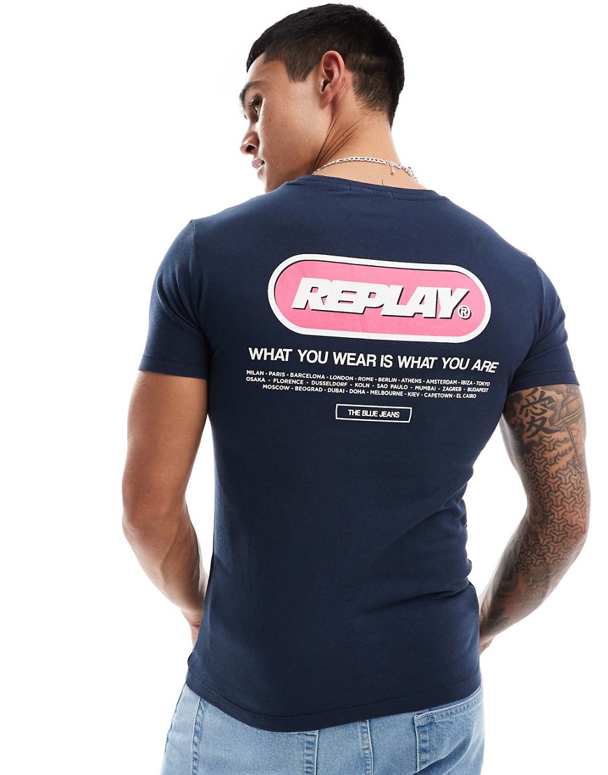 Replay logo t-shirt in blue
