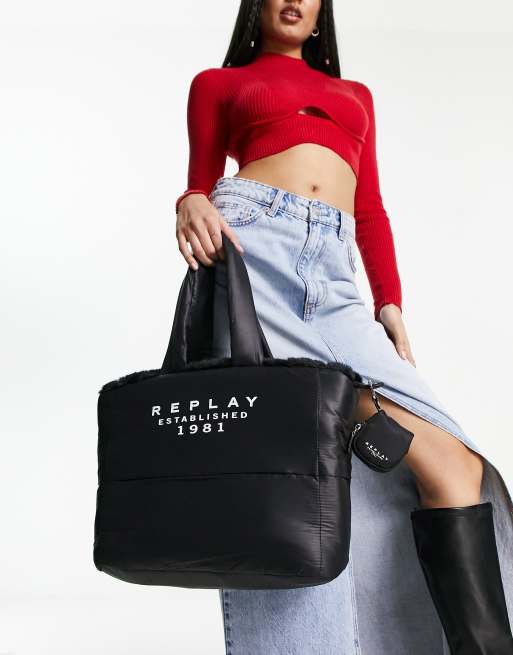 LEATHER TOTE BAG まとめ REPLAY ブラック LEATHER TOTE BAG まとめ REPLAY ブラック