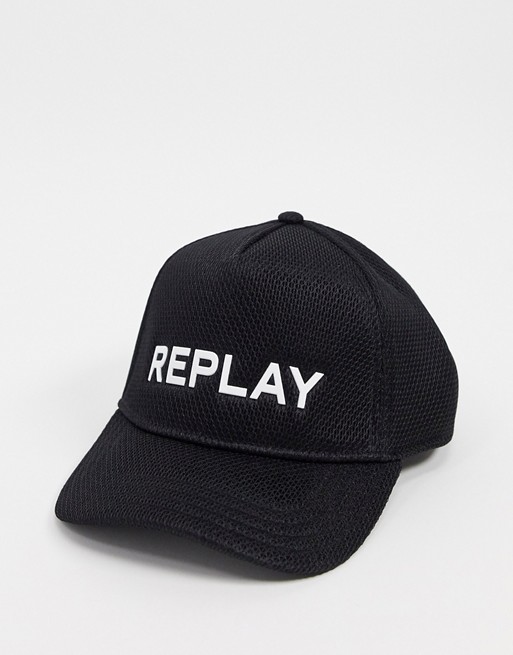 Replay logo trucker cap in black