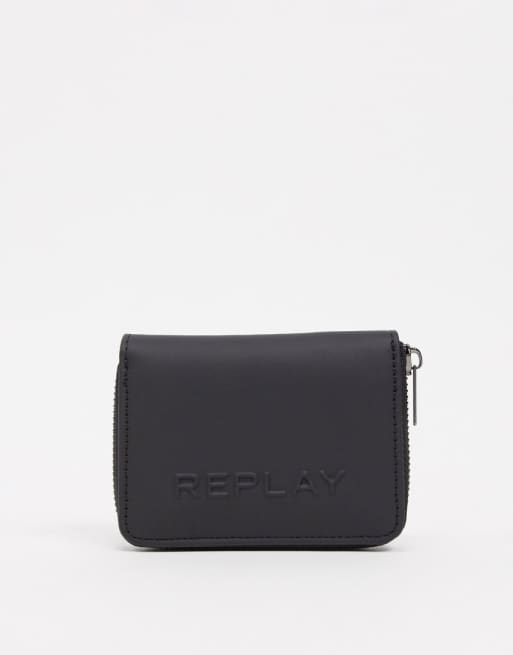 replay logo zip wallet asos