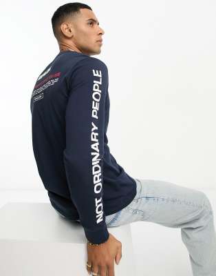 Replay long sleeve logo t-shirt in navy