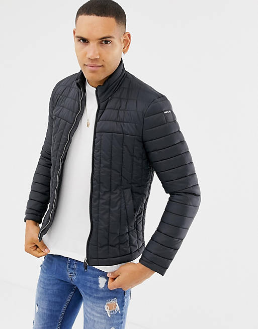Replay midweight quilted jacket in black | ASOS