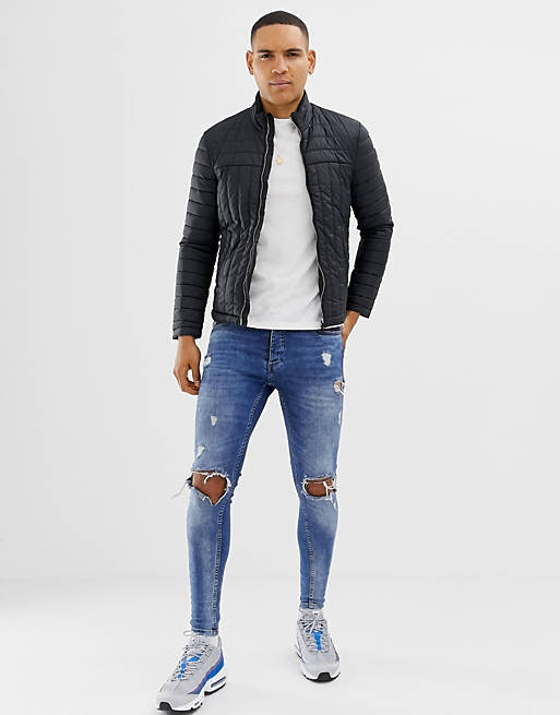 Replay midweight quilted jacket in black | ASOS
