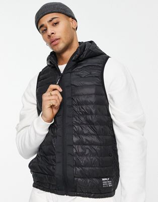 Replay padded gilet with removeable hood
