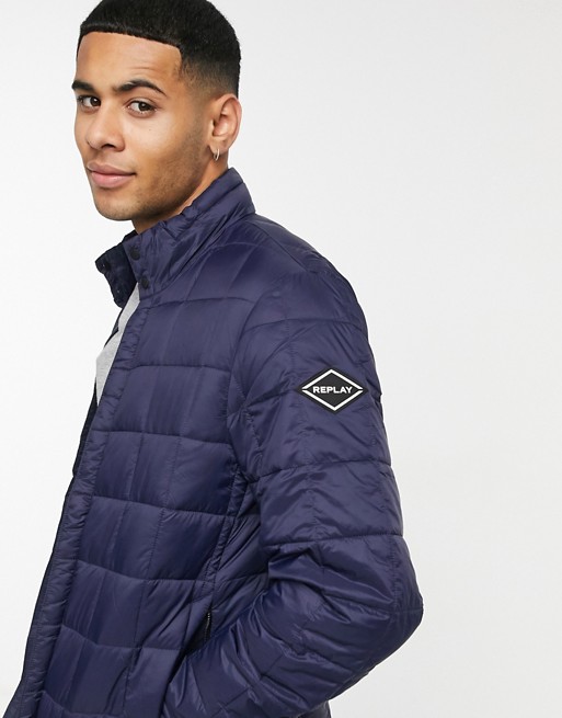 Replay padded jacket in navy