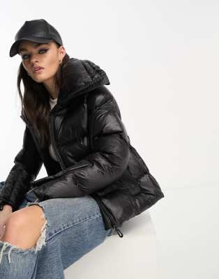 Replay padded jacket with hood in black