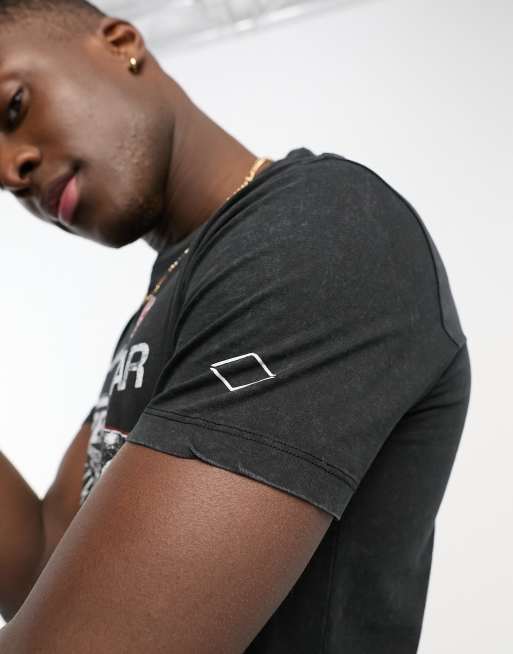 Replay printed t-shirt in black, 3 of 4
