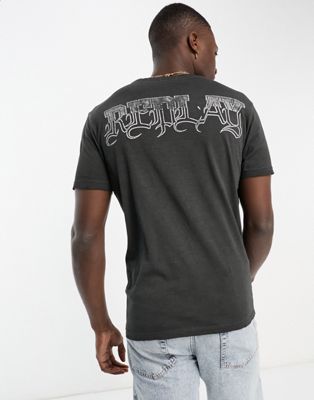 Replay printed t-shirt in grey