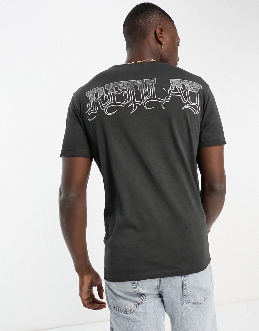 Replay printed t-shirt in grey