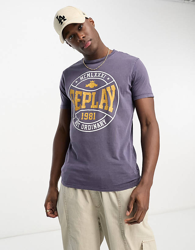 Replay - printed t-shirt in purple