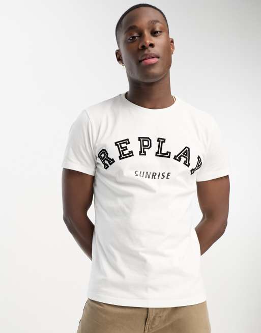 Replay printed t-shirt in white