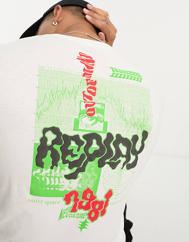 Replay - printed t-shirt in white