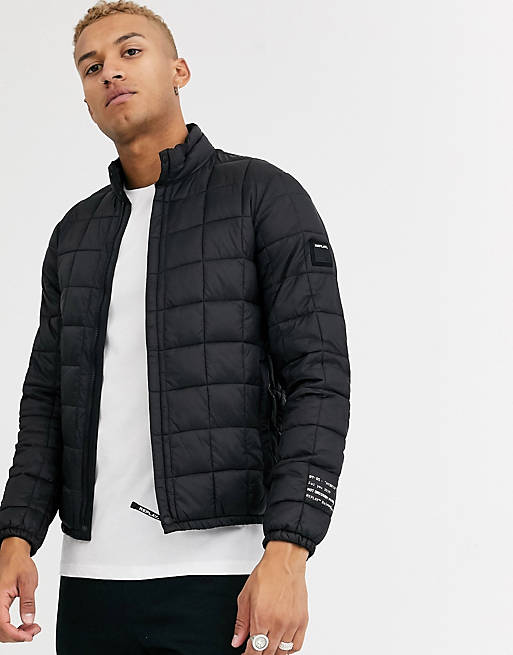 Replay recycled padded light weight puffer jacket in black | ASOS