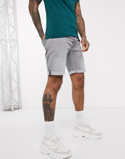 Replay regular fit denim shorts in grey