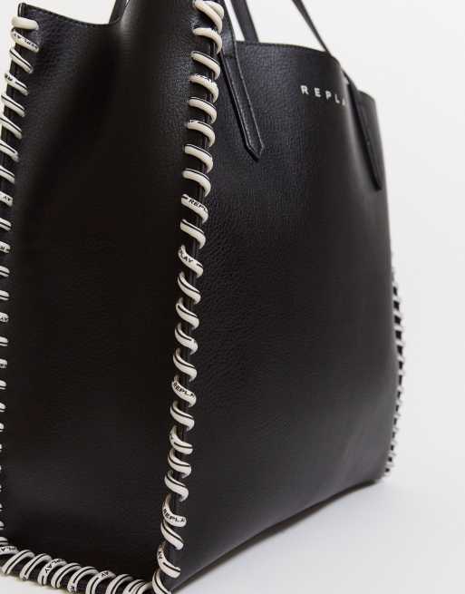 Replay Schwarze Shopper Tasche Mit Kettendetail Asos