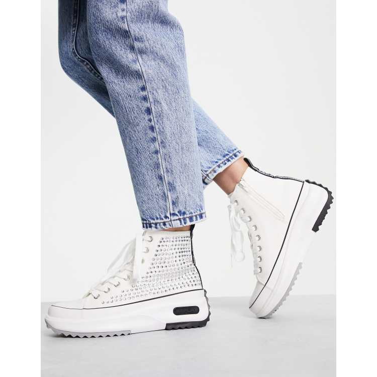 Converse bianche top alte con strass