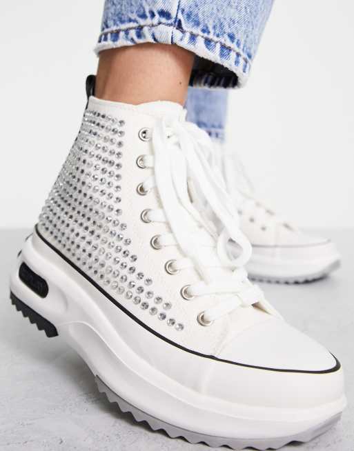 Replay Sneakers alte bianche con dettagli con strass ASOS
