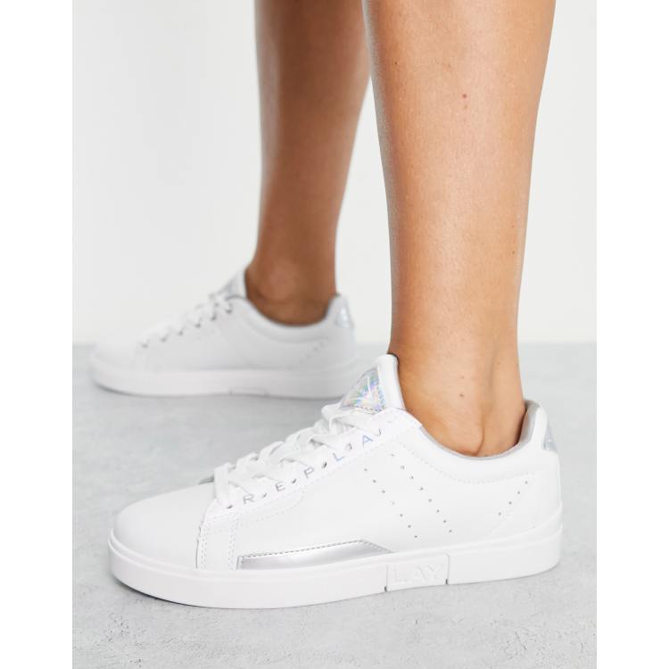 Replay sneakers in white with metallic detail