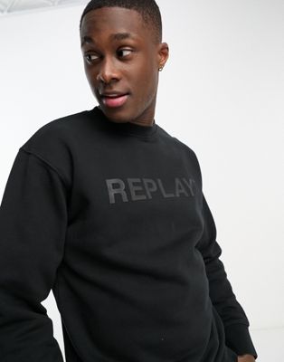 Replay logo sweatshirt in black