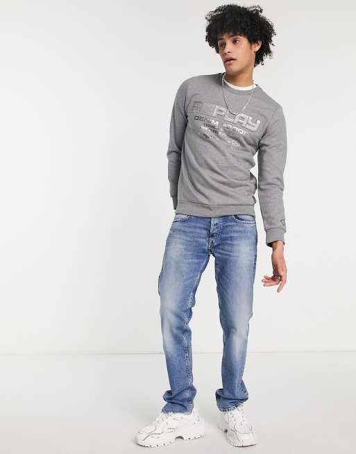Replay blue jeans sweatshirt hotsell