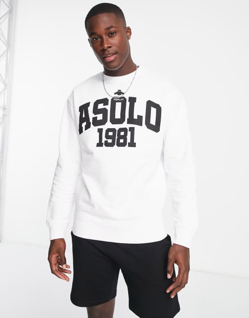 Replay – Sweatshirt in Weiß mit Grafikprint