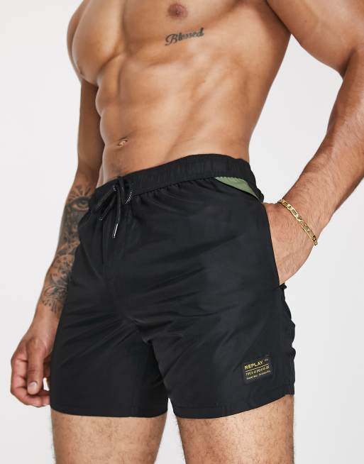 Replay swim shorts in black ASOS