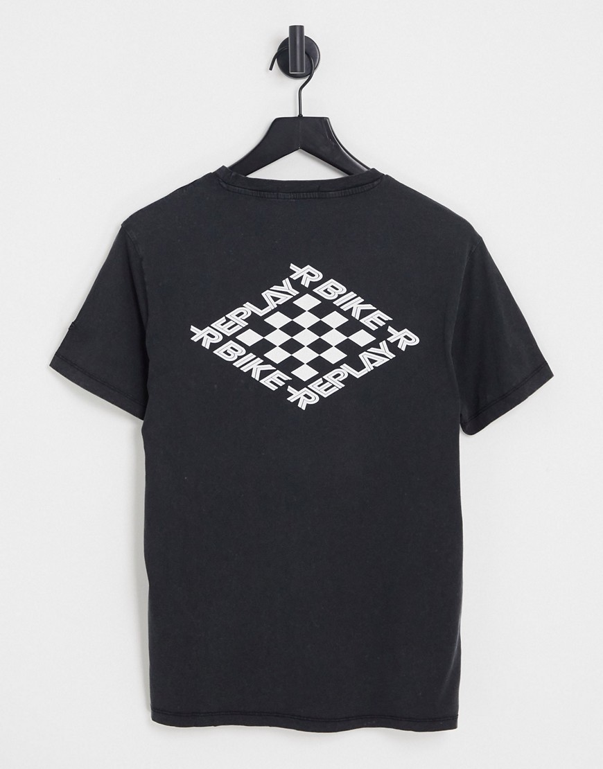 Replay t-shirt with back print in black