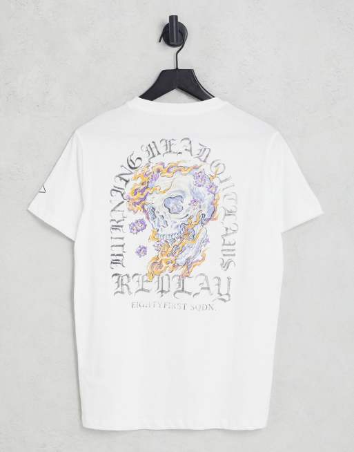 Replay t-shirt with back print in white