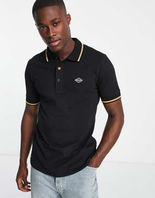 | logo polo Replay shirt in black tipped ASOS