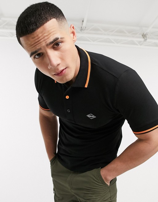 Replay tipped polo shirt in black
