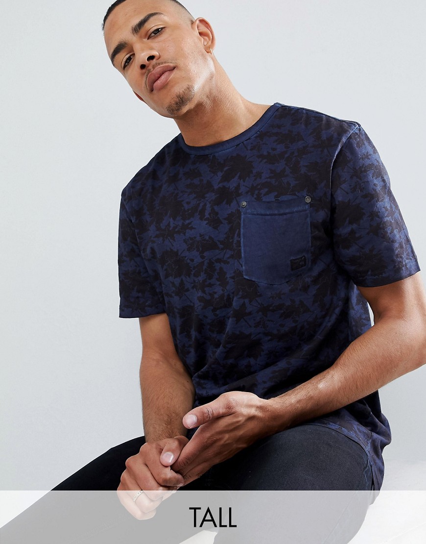 Replika Lång T-Shirt Med Lövmönster-Blå