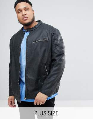 asos plus leather jacket
