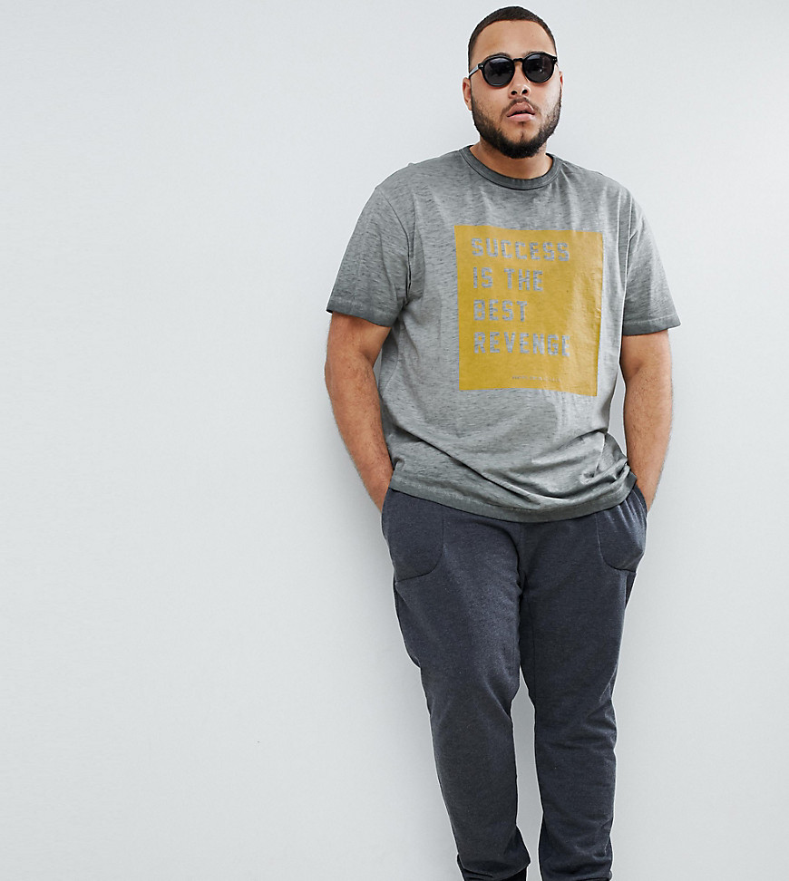 Replika Plus t-shirt in faded melange with slogan print-Grey