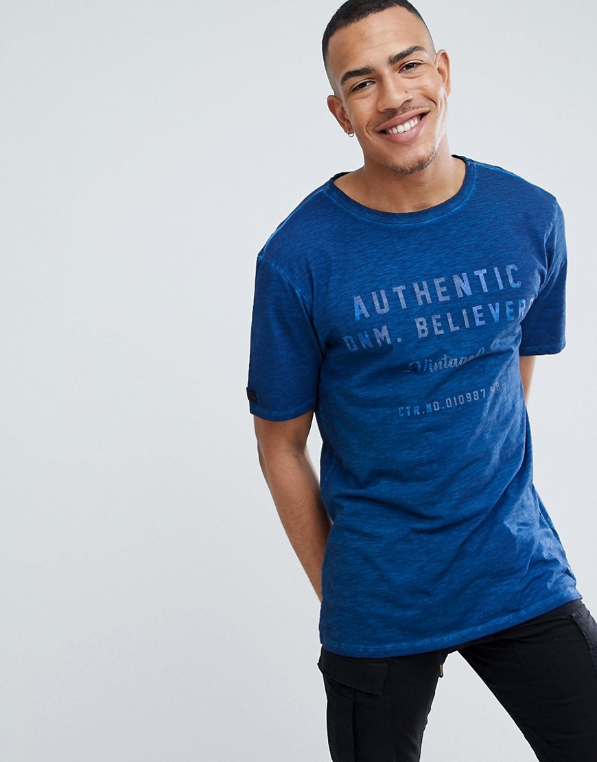 Replika Tall - T-shirt met vervaagde logoprint-Blauw