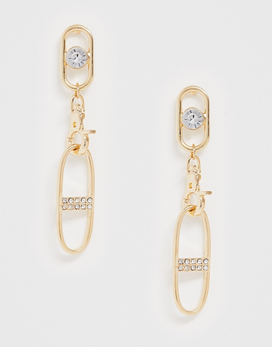 Øreringe med krystaller indfattet i åbne links i guldfarve fra ASOS DESIGN