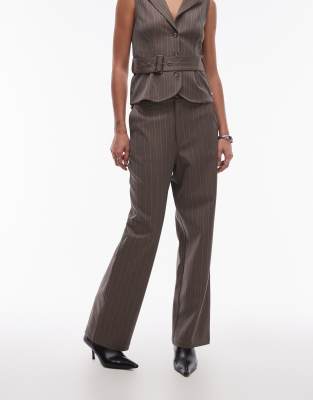 Resume Baggy Relaxed Fit Low Rise Brown Pinstripe - Part Of A Set In Brown