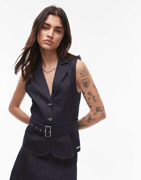 Resume belt up longline waistcoat in indigo blue co-ord