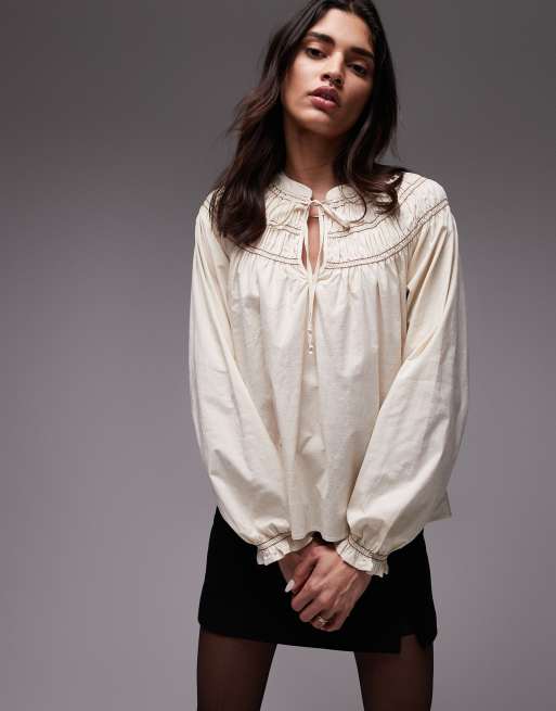 Résumé - Blusa bohémien oversize color crema