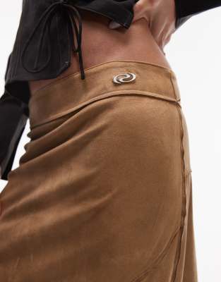 Resume Faux Suede Boho Western Asymmetric Midaxi Skirt