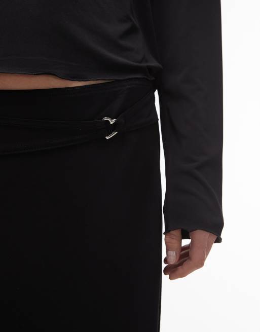 Résumé - Jersey midaxi rok met lage taille in zwart, deel van co-ord set, 5 van 5