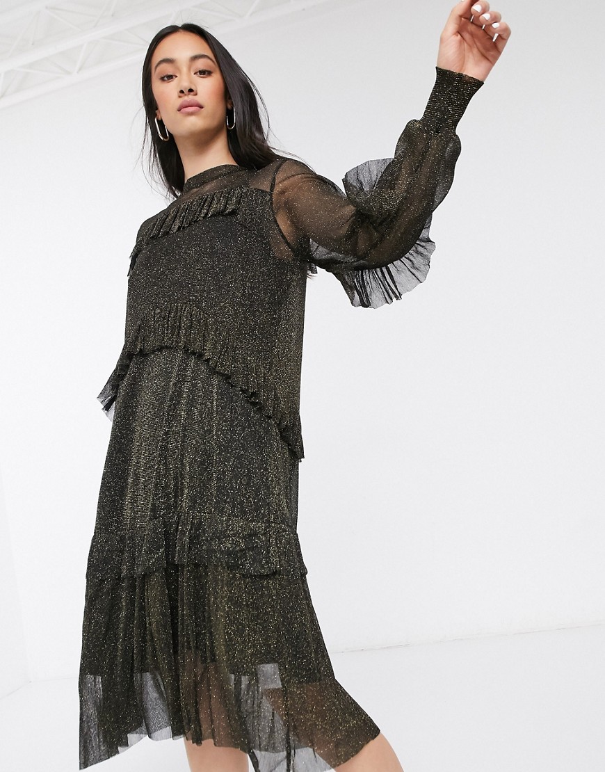 Resume Katelyn tiered mesh dress-Black