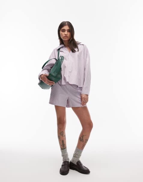 Resume - Kobberstribede pull on-shorts med løbesnor i taljen - Del af sæt - view 1