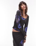 [Résumé] Resume long sleeve round neck top in blurred lilac floral (part of a set)-Multi L Multi Black