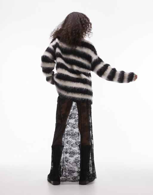 Resume low rise lace maxi skirt with godets in black ASOS