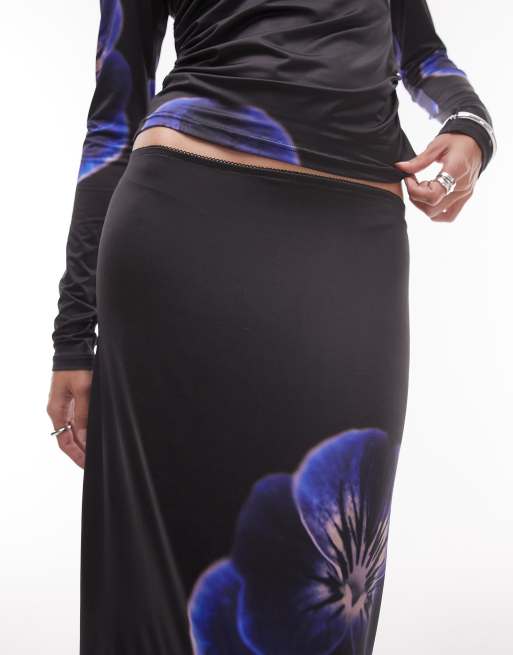 Resume low rise maxi skirt in blurred lilac floral co-ord ASOS