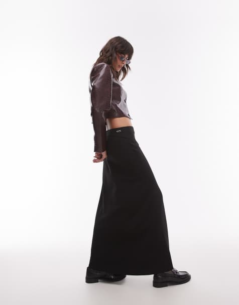 Resume low rise maxi skirt with side logo in black - view 1